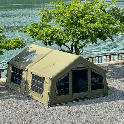 Glamping Tält 4 Säsonger Vattentätt + Elektrisk Kompressor med LED-ficklampa