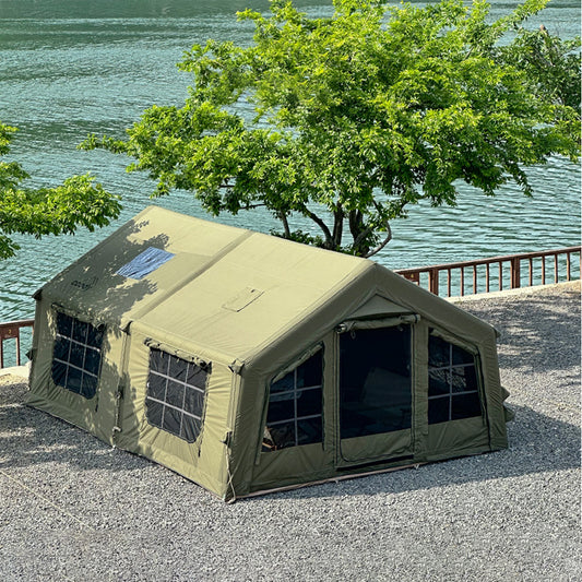 Glamping Tält 4 Säsonger Vattentätt + Elektrisk Kompressor med LED-ficklampa