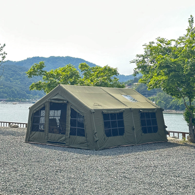 Glamping Tält 4 Säsonger Vattentätt + Elektrisk Kompressor med LED-ficklampa