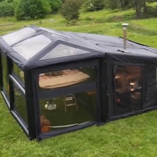 SkyDome 2XL – Uppblåsbart tvåvåningstält med panoramafönster + elektrisk kompressor på köpet!